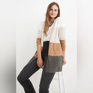 Madewell KENT COLORBLOCK CARDIGAN IN ANTIQUE CREAM Tan Medium Alpaca Wool